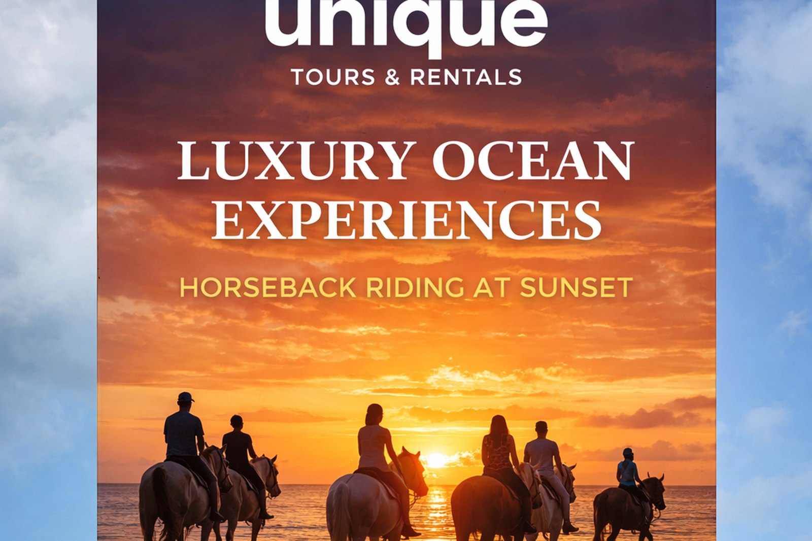Promotional flyer art-directed by KiX for Unique Tours & Rentals